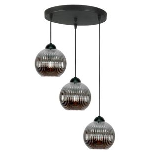 OEM L&aacute;mpara De Techo Colgante Negra Con Pantalla De Cristal Grafito, Esfera 15-052