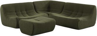 Sweeek Sof&aacute; envasado al vac&iacute;o esquinero modular de borreguito texturizado con