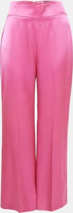 DAVID KOMA Pink Satin Lace-Up Detail Wide Leg Trousers