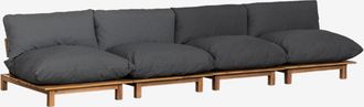 Sklum Sof&aacute; Modular Reclinable De Jard&iacute;n De 4 Piezas En Madera De Acacia Brina Sklum Gris Antracita