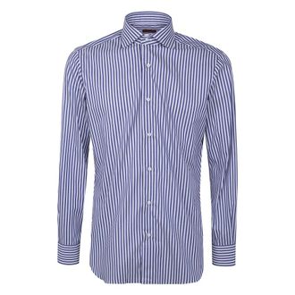 Barba Classic Popeline Stripes Shirt - Heren - Casual Overhemden - Blauw - 3XL - Overhemden