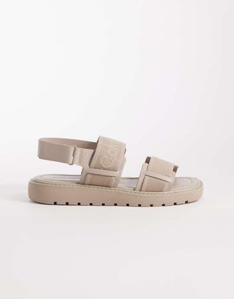 Calvin Klein Jeans - Sandali sagomati con punta squadrata in tessuto beige-Neutro
