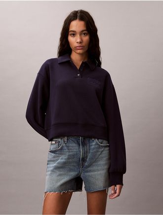 Calvin Klein Jeans Calvin Klein Womens Relaxed CK Polo Sweatshirt - Blue - XS