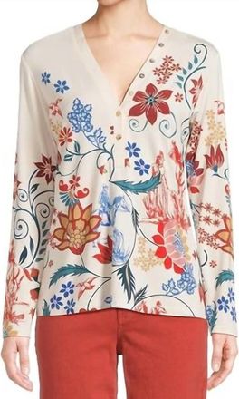 Johnny Was Janie Favorite Long Sleeve Button Henley In Prazer Print