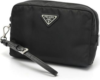 Prada Black Nylon Leather Pouch (Pre-Owned)
