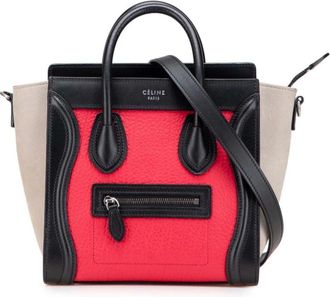 Celine Pre-owned Handbags, female, Red, Size: ONE SIZE Pre-owned Leather Satchel Bag with Top Handle and Shoulder Strap