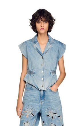 Sandro Denim top in Blue Jean at Nordstrom, Size X-Small