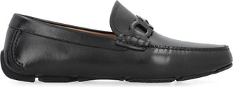 Ferragamo Leren Loafers Ronde Neus Kalf - Heren - Loafers - Zwart - 40 1/2 EU - Leer - Schoenen