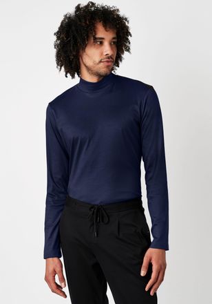 DeSoto Rollkragenshirt DESOTO Jersey Rollkragenshirt langarm, Herren, Gr. XXL, blau (solid navy), Jersey, Obermaterial: 100% Baumwolle, unifarben, slim fit n