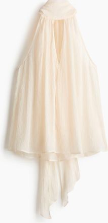 H&M Scarf-collar Chiffon Top in Cream at Nordstrom, Size Xx-Large