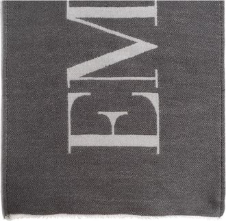 Emporio Armani Sjaal met logo - Heren - Sjaals - Grijs - ONE Size - Wol - Accessoires