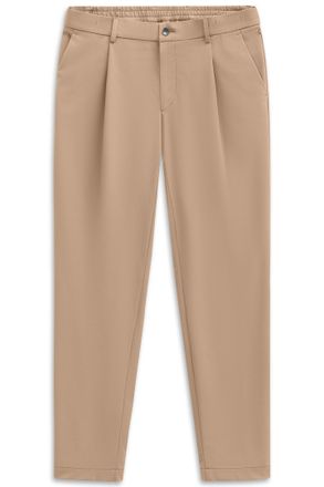 Bugatti Bundfaltenhose BUGATTI Tapered Fit, Herren, Gr. 32, L&auml;nge 34, beige (30, beige), 88% Polyamid, 12% Elasthan, unifarben, gerade, unten schmal, Hosen Bu