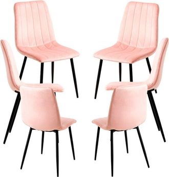 Regalos Miguel Packs Sillas Comedor - Pack 6 Sillas Liny Terciopelo - Rosa