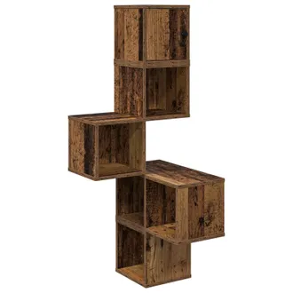 vidaXL Estante De Esquina De Pared Madera Envejecida 48 X 48 X 120 Cm Vidaxl
