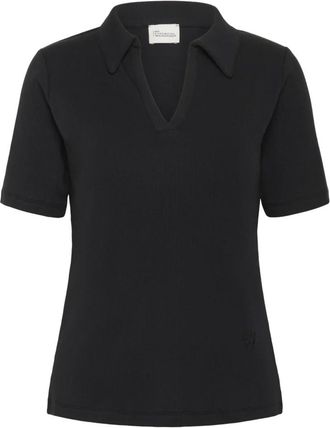 MY ESSENTIAL WARDROBE Tops, Dames, Zwart, XS, Katoen, Zwarte Polo Tee Top
