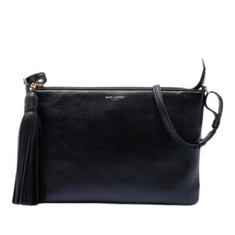 Saint Laurent Pre-owned Cross Body Bags, female, Black, Size: ONE SIZE Pre-owned Leather Crossbody Bag