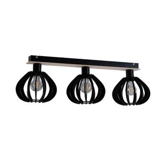 Netlighting Nicoleta Ceiling Spotlight Bar Black & Natural 62cm 3x E27