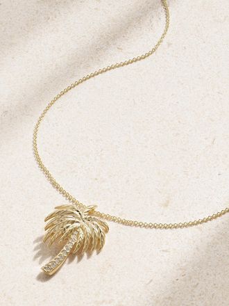 Sydney Evan Collana In Oro 14 Carati Con Diamanti Palm Tree