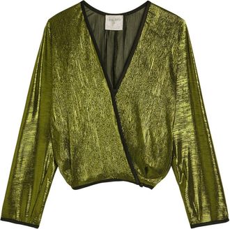 Forte_Forte Forte_forte Lamé Voile Wrap Blouse - Green - 2 (UK 10 / S)