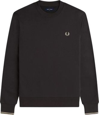 Fred Perry Geribbelde Crew Neck Sweater Grijs - Heren - Sweatshirts - Grijs - 2XL - Katoen - Hoodies & sweatvesten