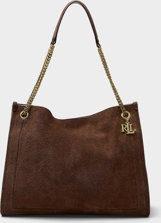 Lauren Ralph Lauren Womens Link-handle suede tote bag