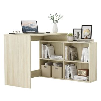 Dmora Dmora - Escritorio Kyarr, Escritorio Multiusos, Mesa De Oficina Para Pc, El Plan De Trabajo, 112x101 H77 Cm, Roble Y Blanco