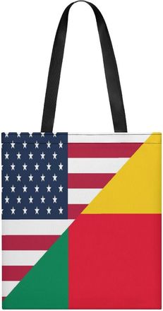 Generic U.S. And Benin Flag Womens Tote Casual Shopping Bag Lightweight Shoulder Bags Hobos Handbag for Work Travel Daily 35x40cm