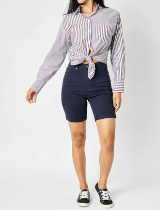 Judy Blue High Waist Bermuda Shorts In Navy