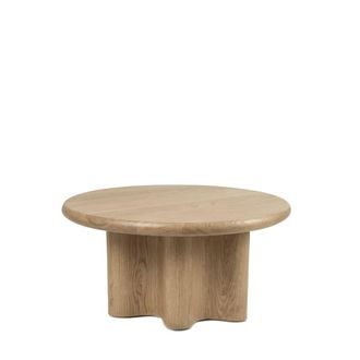 Koketto Home Mesa de centro redonda de madera color roble de 80 cm