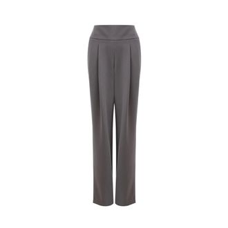 Lardini Straight Trousers, female, Gray, XS, Chic Wool Trousers