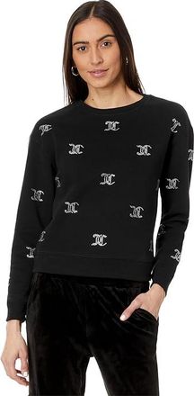 Juicy Couture All Over Hotfix Pullover Sweatshirts Womens Sweater Liquorice : XS, Cotton/Fleece/Polyester
