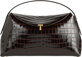 Toteme Clutch T-Lock - Dames - Handtassen - Bruin - ONE Size - Leer - Tassen