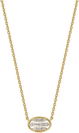 Bony Levy Mika Oval Diamond Cluster Bar Necklace in 18K Yellow Gold at Nordstrom