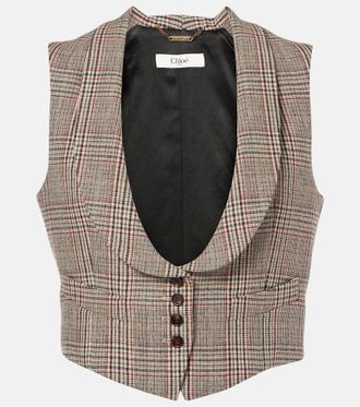 Chloé Chloé Prince of Wales wool-blend waistcoat