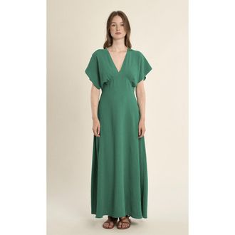 Molly Bracken Maxi-jurk met korte mouwen en V-hals