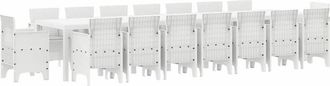 vidaXL Conjunto De Comedor De Jard&iacute;n 17 Pcs Blanco Ratan Polt Vidaxl
