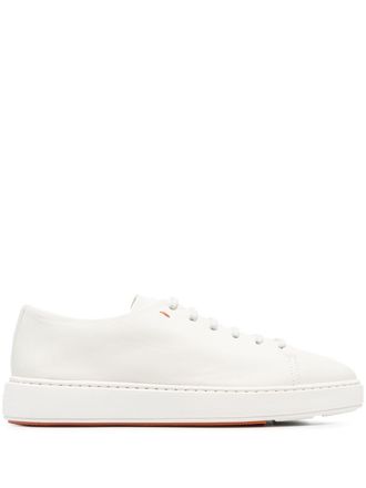 Santoni embossed-logo tongue low-top sneakers - White