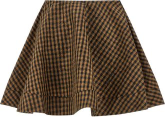 Ganni Crinkled Check Mini Bubble Rok - Dames - Korte rokken - Veelkleurig - S - Katoen - Rokken