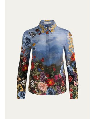 Alice & Olivia Willa Placket Top