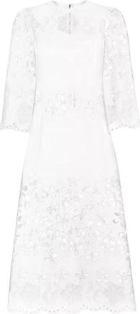 Dolce & Gabbana Jurk met florale uitsparingen - Dames - Casual kleedjes - Wit - M - Katoen - Kleedjes
