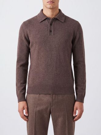 Roberto Collina Polo in maglia in lana merino e cashmere a maniche lunghe