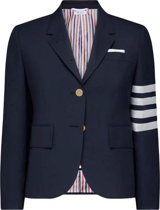 Thom Browne Jassen, Dames, Blauw, S, Wol, Plain Weave 4-Bar Sportjas
