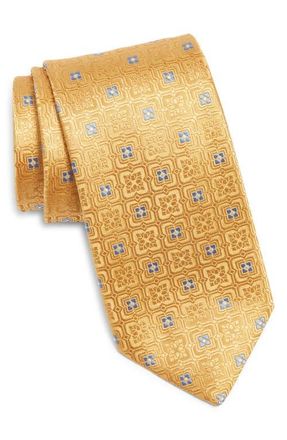 Canali Medallion Silk Tie in Yellow at Nordstrom