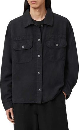 AllSaints Korten Relaxed Fit Shacket in Black at Nordstrom, Size Xx-Large