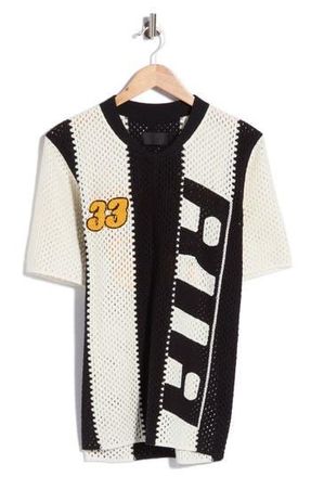 Rta Benjamin Race Stripe Open Knit T-Shirt in Black Race Stripe at Nordstrom Rack, Size X-Large/xx-Large