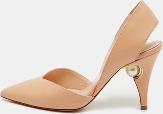 Nicholas Kirkwood Beige Leather Mira Pearl Heel Slingback Pumps
