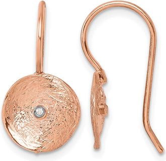Diamond2Deal 14K Rose Gold Brushed Circle Shephard Drop Dangle Earrings