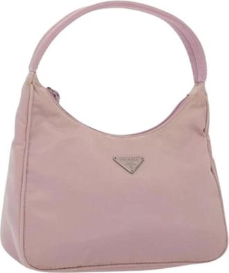 Prada Pre-owned Shoulder Bags, female, Pink, Size: ONE SIZE Pre-owned Vintage Nylon Shoulder Bag