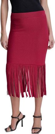 DKNY Fringe Rib Midi Skirt in Rhythm Red at Nordstrom, Size X-Large