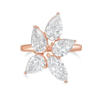 Diana M. Jewels 18kt Rose Gold 6.00cts Lab Grown Pear and Marquise cut Diamond Cluster Ring